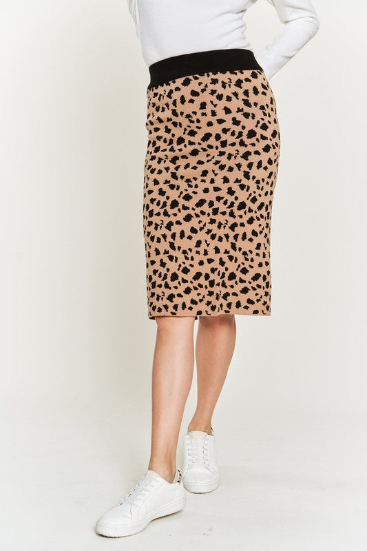 Feisty Animal Print Sweater Skirt