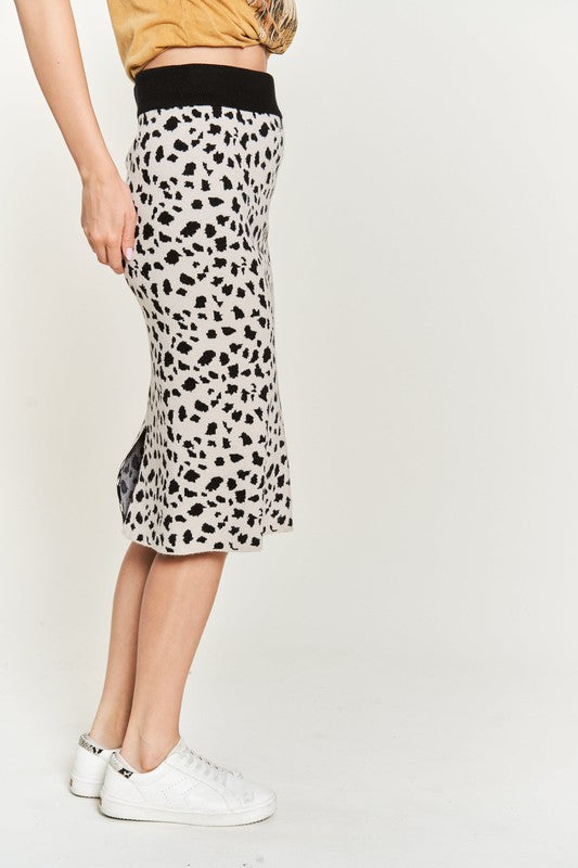 Feisty Animal Print Sweater Skirt