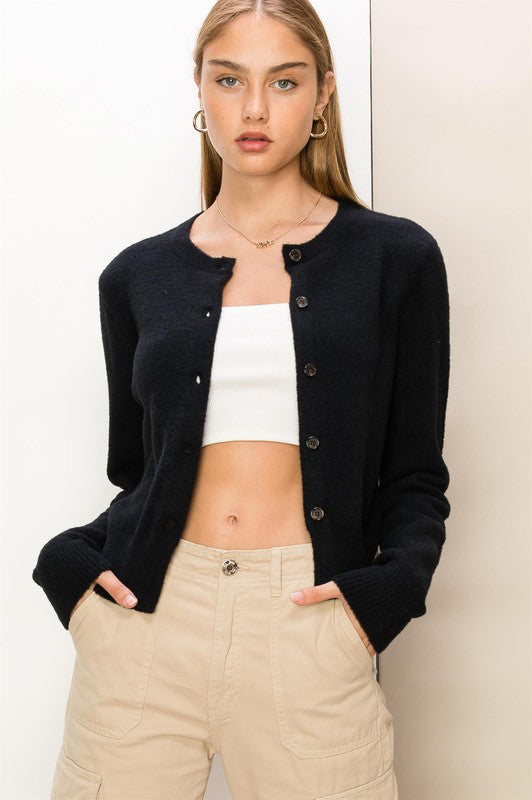 Charlotte Button-Front Cardigan Sweater