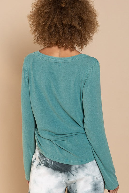 Millie Button-Front Long Sleeve Top