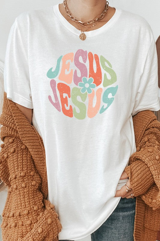 Jesus Floral Pastel Christian Easter Graphic Tee