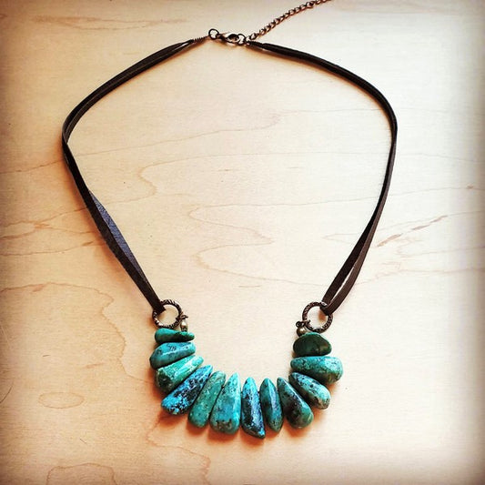 Miranda Natural Turquoise leather cord necklace