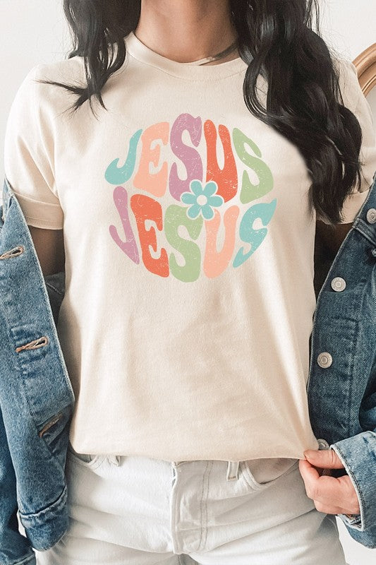 Jesus Floral Pastel Christian Easter Graphic Tee