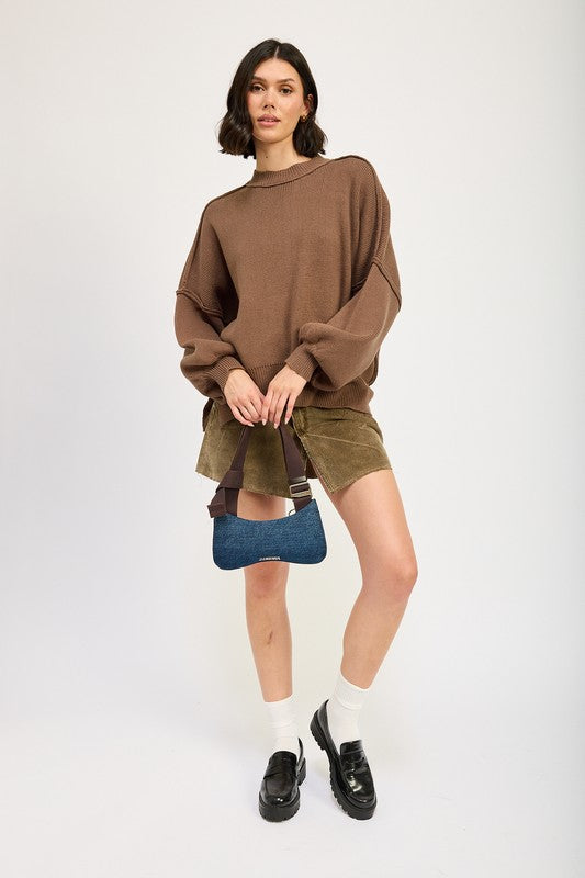 OVER FITTED LONG SLEEVE SWEATER TOP