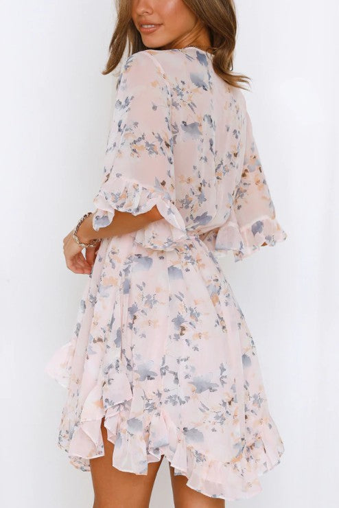 Floral Printed Ruffled Mini Dress