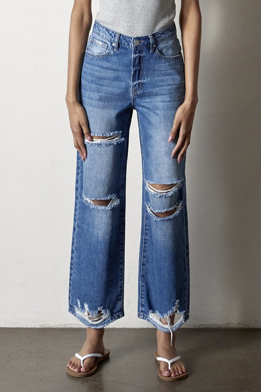 Destroyed Straight Jeans