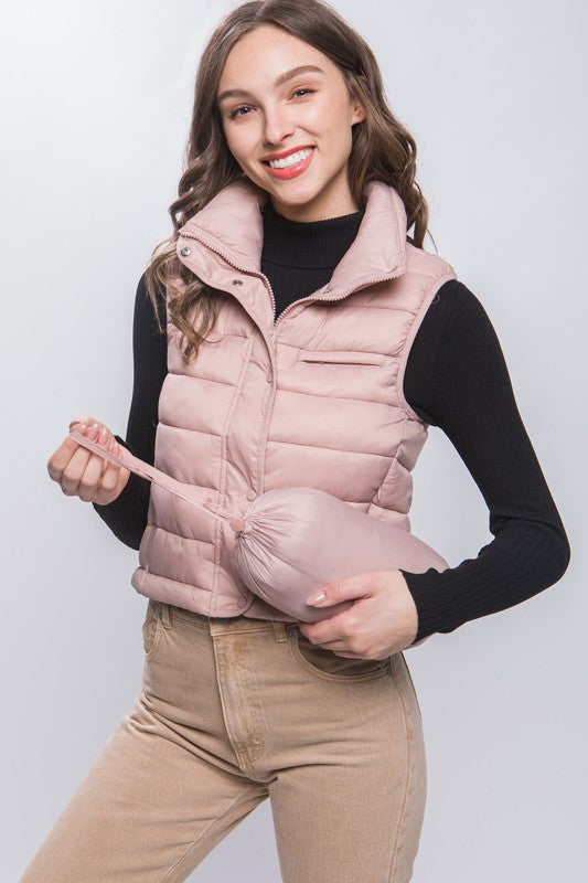 Emma High Neck Zip Up Puffer Vest