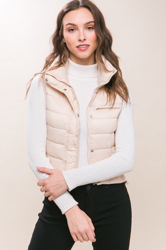 Emma High Neck Zip Up Puffer Vest