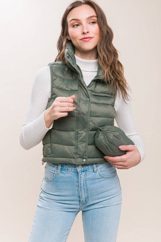 Emma High Neck Zip Up Puffer Vest