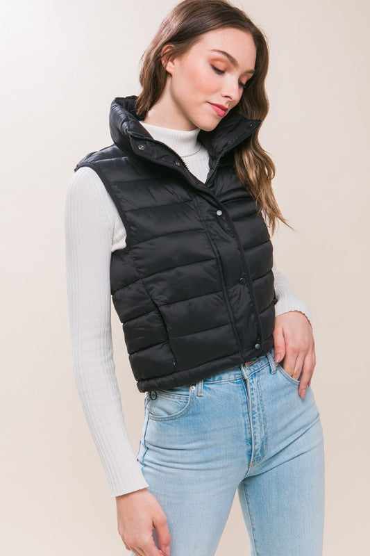 Emma High Neck Zip Up Puffer Vest