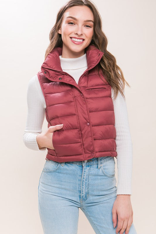 Emma High Neck Zip Up Puffer Vest