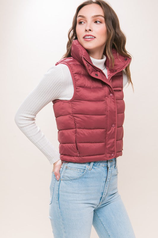 Emma High Neck Zip Up Puffer Vest