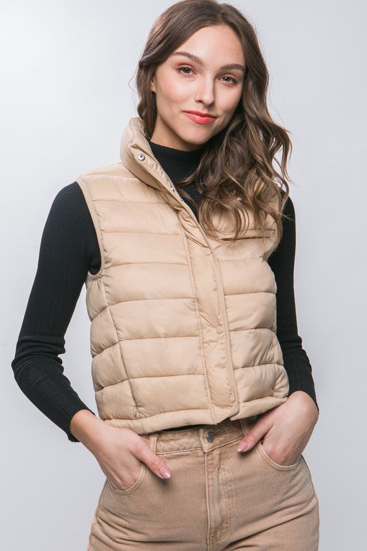 Emma High Neck Zip Up Puffer Vest