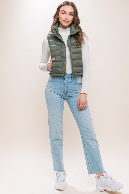 Emma High Neck Zip Up Puffer Vest