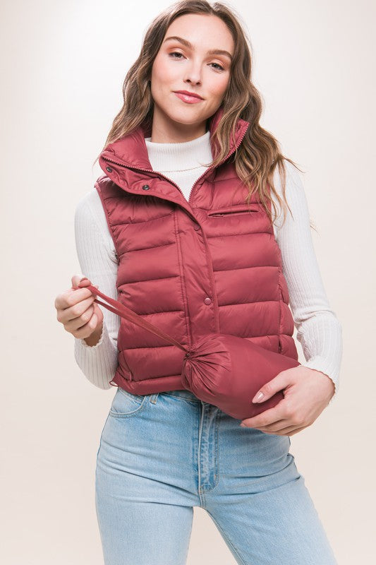 Emma High Neck Zip Up Puffer Vest