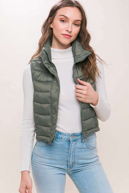 Emma High Neck Zip Up Puffer Vest