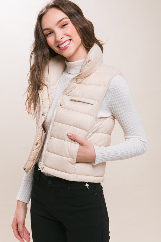 Emma High Neck Zip Up Puffer Vest