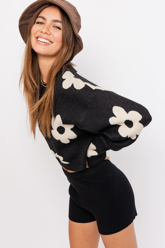 Daisy Long Sleeve Crop Sweater