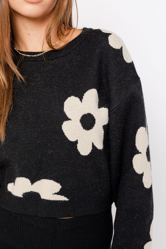 Daisy Long Sleeve Crop Sweater