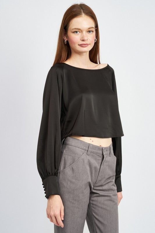 LONG SLEEVE SATIN BLOUSE