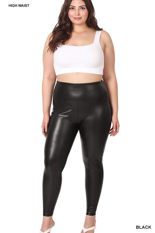 Georgina High Rise Faux Leather Leggings Plus