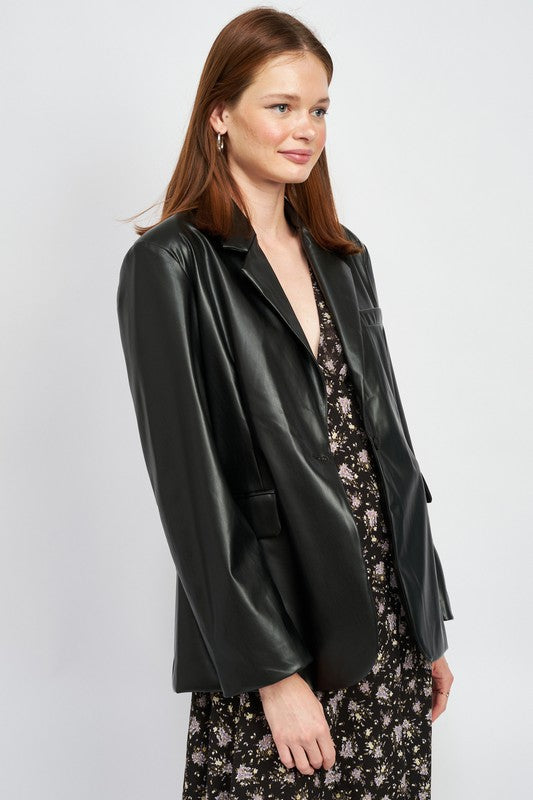 OVERSIZED PU LEATHER JACKET