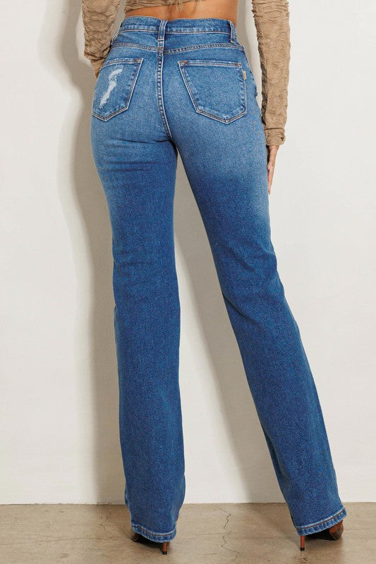 Maisie High Rise Subtle Straight Leg Jeans