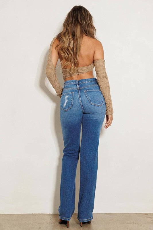 Maisie High Rise Subtle Straight Leg Jeans