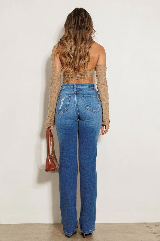 Maisie High Rise Subtle Straight Leg Jeans