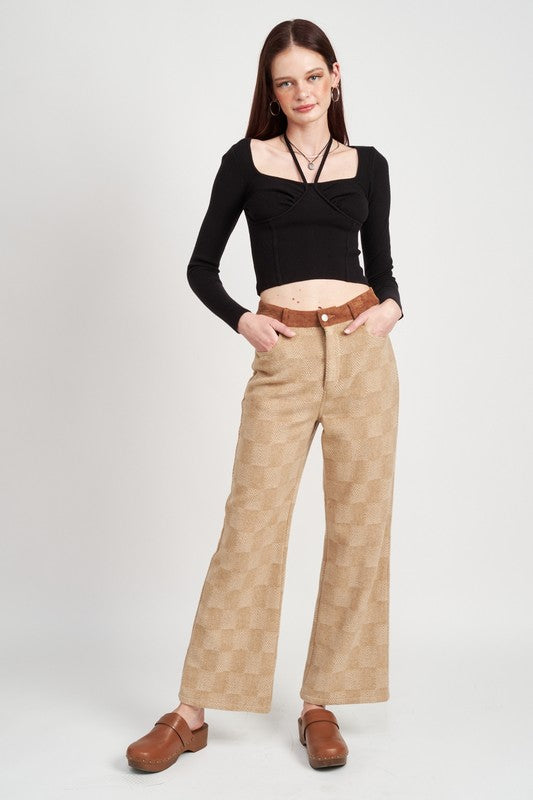 Arin Constrasted Plaid Wide Leg Pants