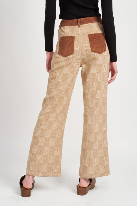 Arin Constrasted Plaid Wide Leg Pants