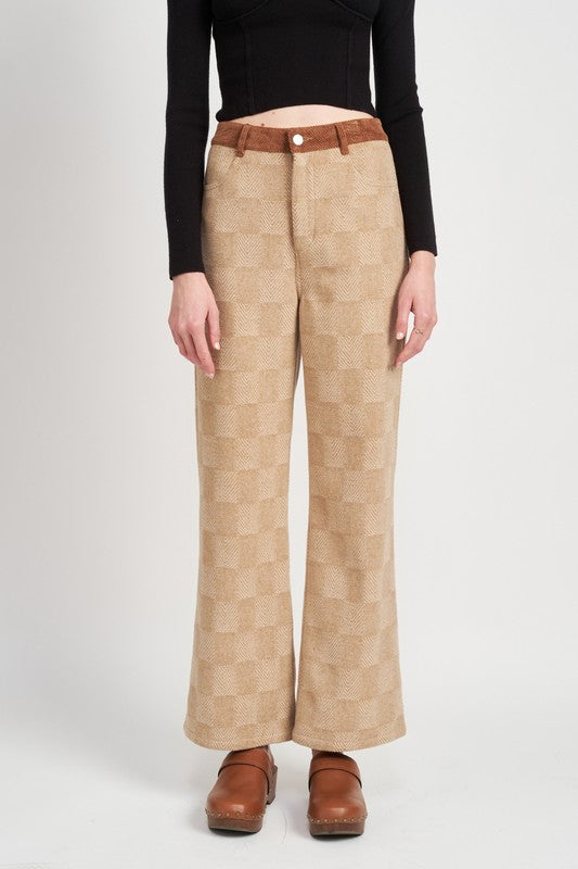 Arin Constrasted Plaid Wide Leg Pants