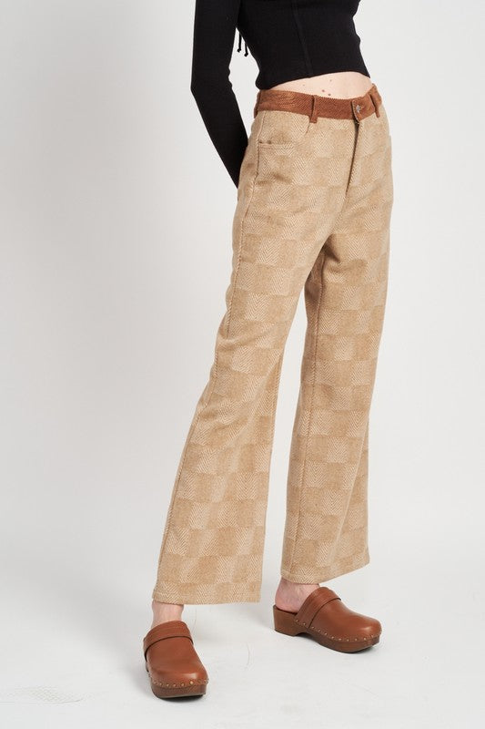 Arin Constrasted Plaid Wide Leg Pants