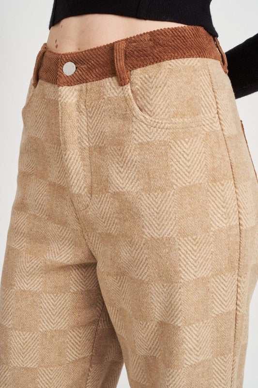 Arin Constrasted Plaid Wide Leg Pants