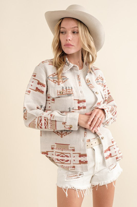 Skyler Jacquard Aztec Shirt Jacket