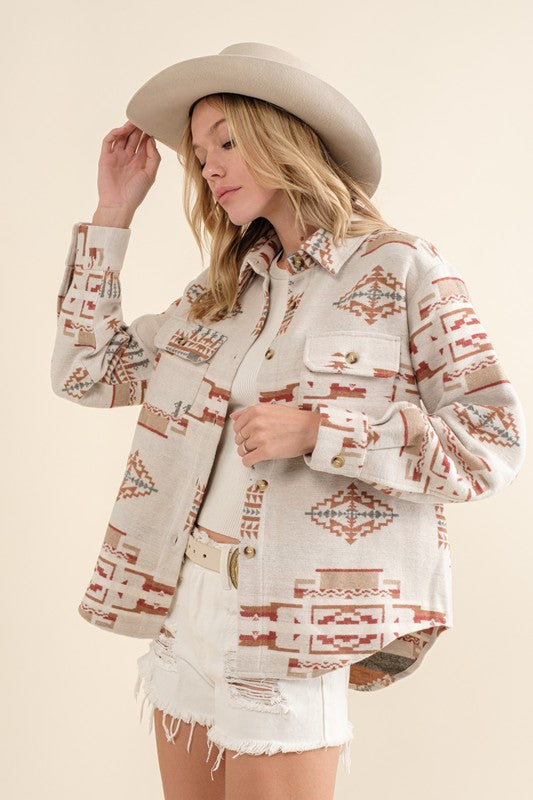 Skyler Jacquard Aztec Shirt Jacket