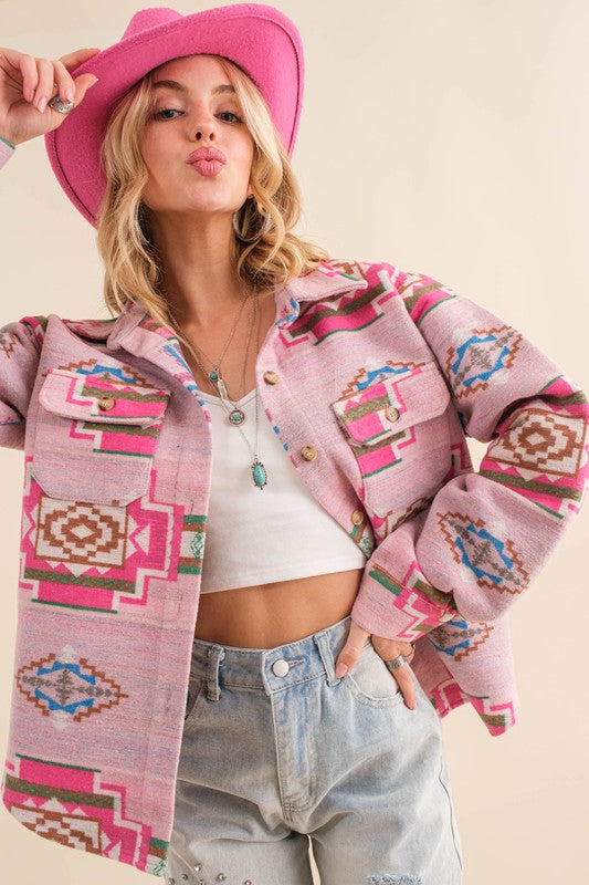 Skyler Jacquard Aztec Shirt Jacket