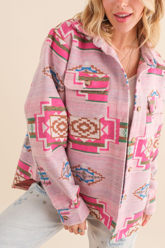 Skyler Jacquard Aztec Shirt Jacket