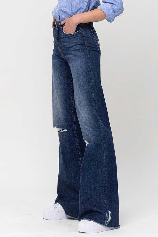 Rorie High Rise Distressed Wide Leg Jeans