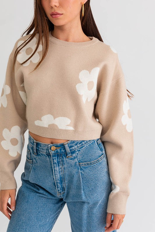 Daisy Long Sleeve Crop Sweater