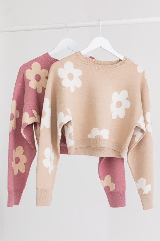 Daisy Long Sleeve Crop Sweater