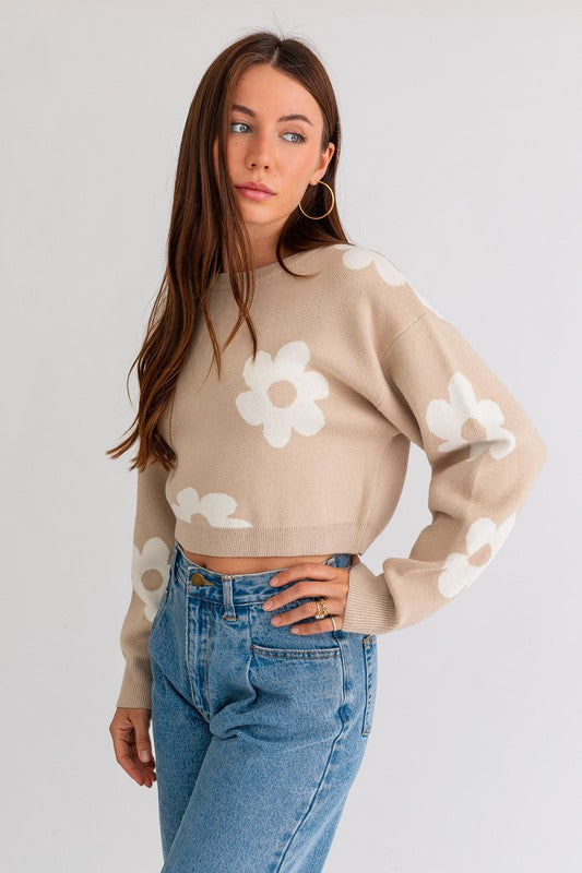 Daisy Long Sleeve Crop Sweater