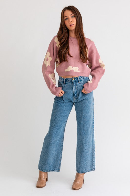 Daisy Long Sleeve Crop Sweater