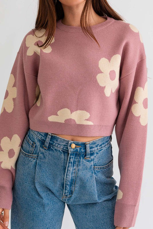 Daisy Long Sleeve Crop Sweater