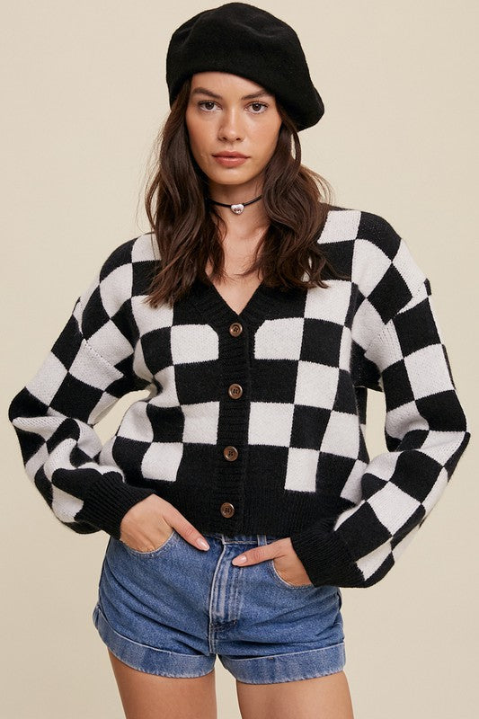 Be Bold Gingham Sweater Crop Cardigan