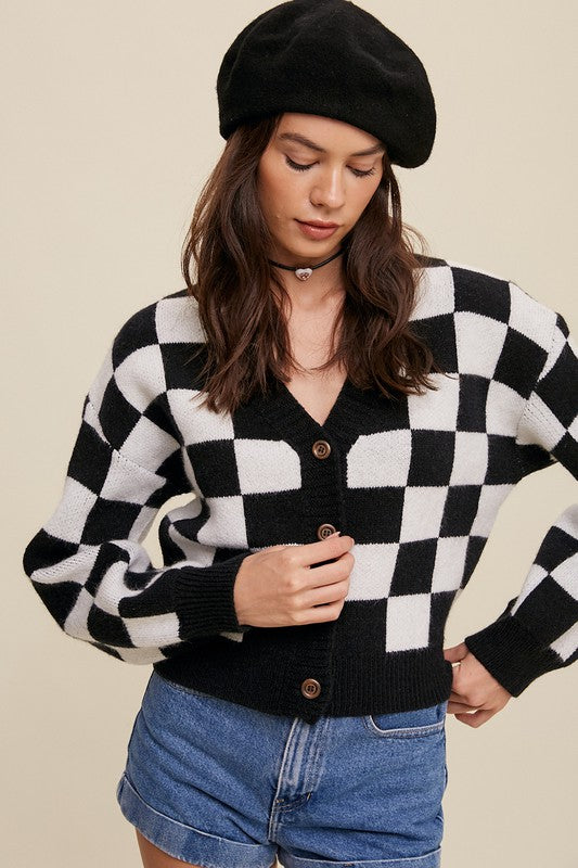 Be Bold Gingham Sweater Crop Cardigan