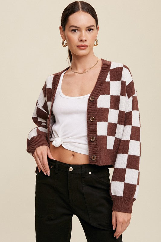 Be Bold Gingham Sweater Crop Cardigan