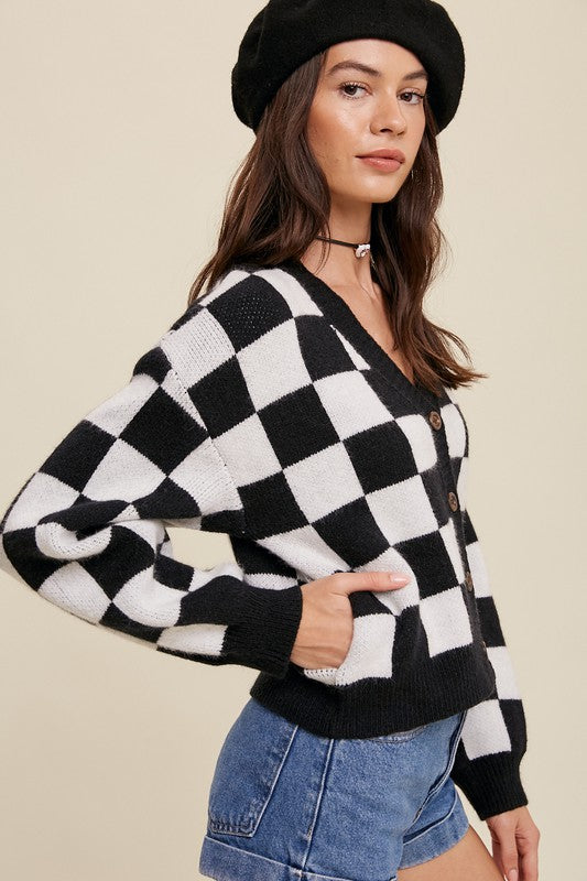 Be Bold Gingham Sweater Crop Cardigan