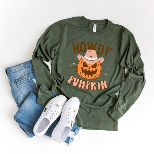 Howdy Pumpkin Long Sleeve Graphic Tee