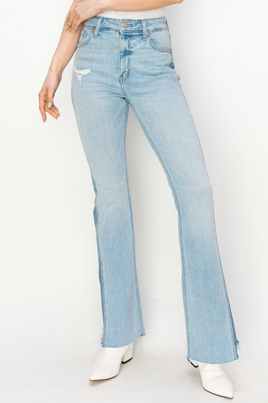 Sharon High Rise Boot Cut W/Color Panel Detail Jeans